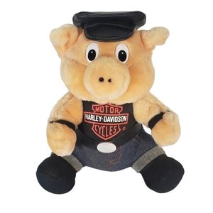 Vintage 1993 Harley Davidson Play by Play Plush Pig Stuffed Animal Biker Leather
